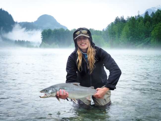 Amanda Fitch with a Pitt River Wilderness Lodge Bull Trout