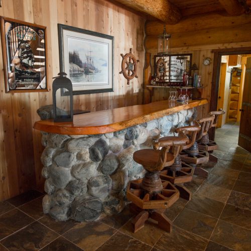 The bar at the Pitt River Wilderness Lodge
